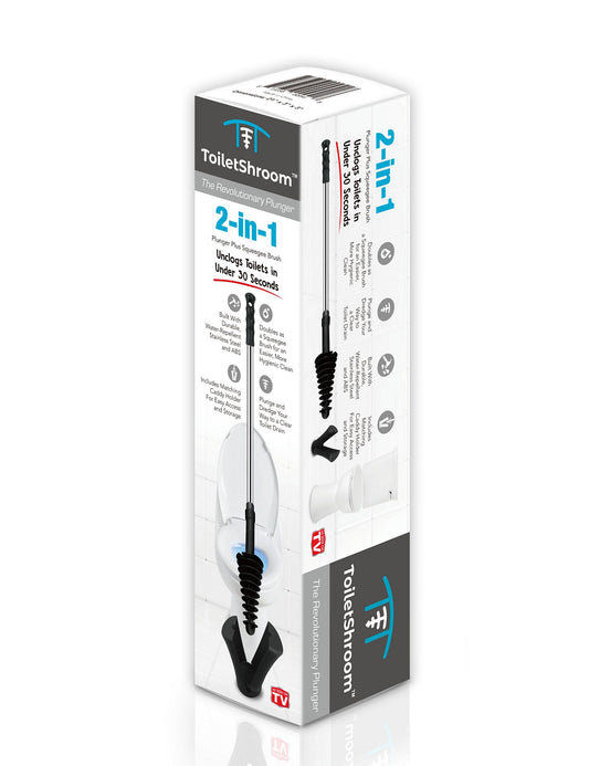 ToiletShroom (Black) Toilet Plunger that Unclogs Toilets in Seconds